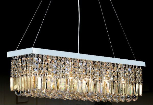 現代簡約多尺寸 長方LED效果 水晶吊燈 可訂製工程燈