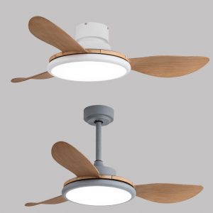 現代設計低樓底專用 風扇燈 36吋 42吋 52吋 木紋葉 白色 灰色可選 吊杆 吊扇燈 Ceiling Fan